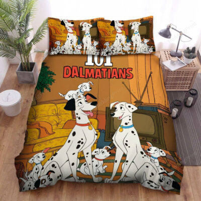 101 Dalmatians In The Living Room Bed Sheets Duvet Cover Bedding Sets