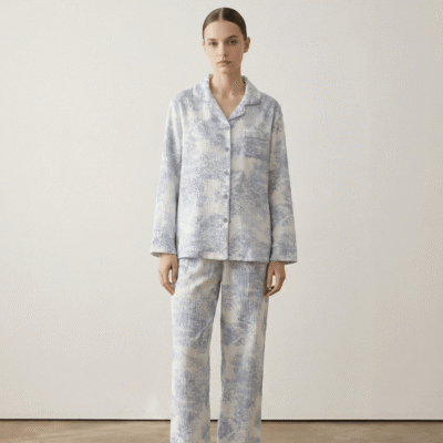 Alternative view of Blush Mist Cotton Pajama Set / Blue