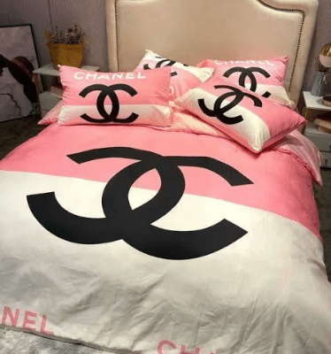 Chanel Cute Pink And White Bedding Set