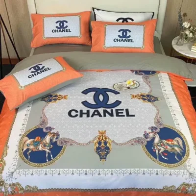 Chanel Logo Noble Printed Bedding Sets Quilt Sets Duvet Cover Luxury Brand Bedding Decor Bedroom Sets Best Luxury Bedding Sets