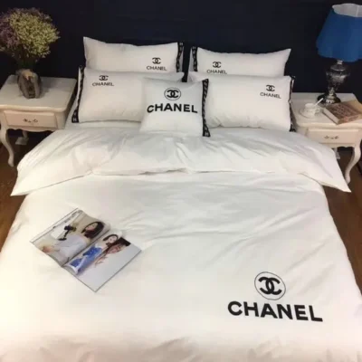 Chanel New White Bedding 3D Printed Bedding Sets Quilt Sets Duvet Cover Luxury Brand Bedding Decor Bedroom Sets Best Luxury Bedding Sets