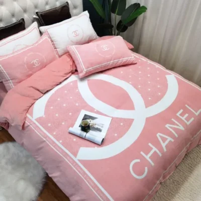 Chanel Pinky New Hot Logo Luxury Brand High-End Bedding Sets, For Home Best Luxury Bedding Sets