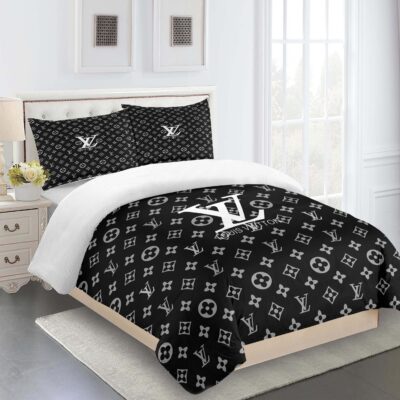 Comforter Sets Gray Black With Logo White Full Louis Vuitton Bedding Set Home Decoration Bedding Sets