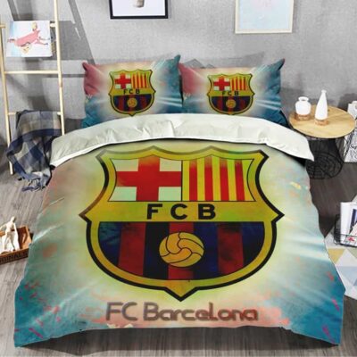 Fc Barcelona Duvet Cover, Flastsheet, Pillowcase Bedding Set Gift For Fans, Birthdays