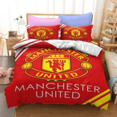 Football Team Logo Bedding Sets Gift For Halloween, Thanksgiving, Christmas