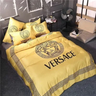 Gianni Versace Yellow Luxury Brand High-End Bedding Sets, For Home Best Luxury Bedding Sets