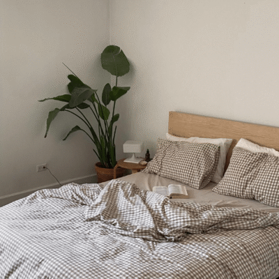 Alternative view of Gingham Bedding Set / Brown