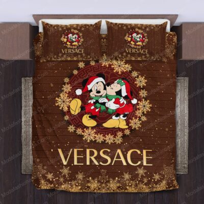 Mickey And Minnie Versace Merry Christmas Bedding Sets Home Decoration Bedding Sets