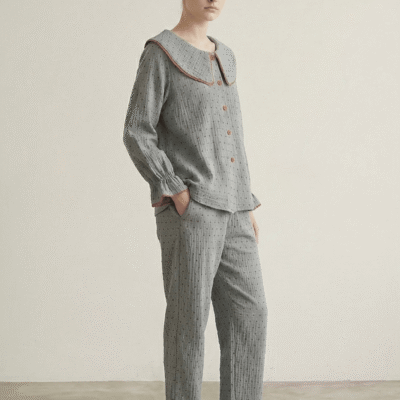 Alternative view of Polka Dot Cute Collared Pajama Set