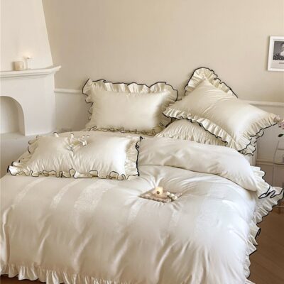 Alternative view of Silky Ruffle Bedding Set / Ivory White