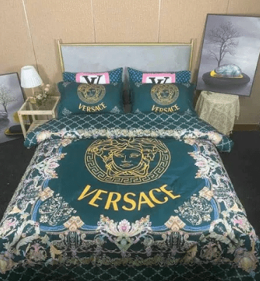 Versace Floral In Green Background Most Comfortable Bedding Set