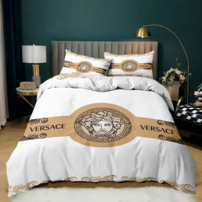Versace Logo Luxury Brand Bedding Sets Duvet Cover Set, For Home Best Luxury Bedding Sets