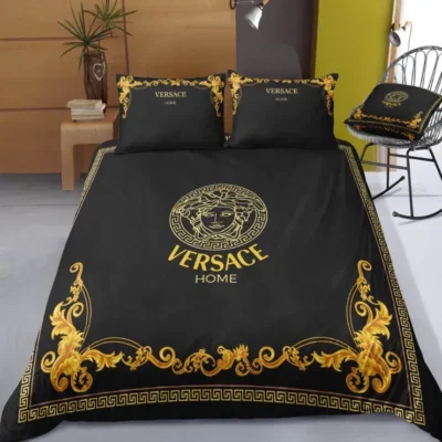 Versace Logo New Luxury Fashion Brand Bedding Sets Duvet Cover Set Best Luxury Bedding Sets