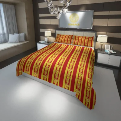 Versace Red Golden Logo Type 132 Bedding Sets Hyperbeast Bedroom Covers Bed   Fashion Brand Luxury Ideas Sheets Duvet