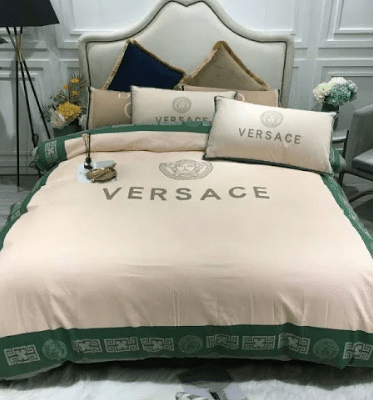 Versace Trendy Beige And Green Bedding Set